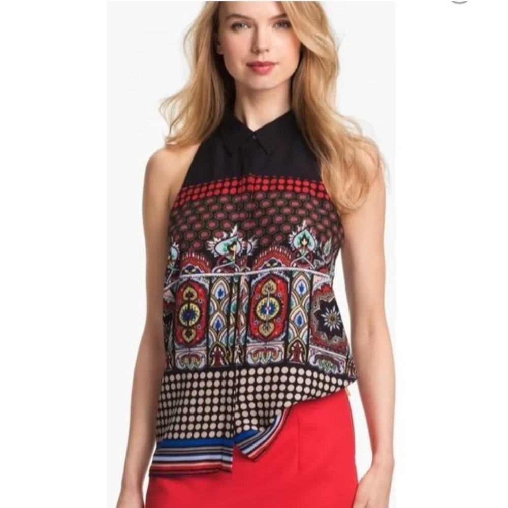 Vince Camuto mosaic print sleeveless blouse‎ woman's size 1X